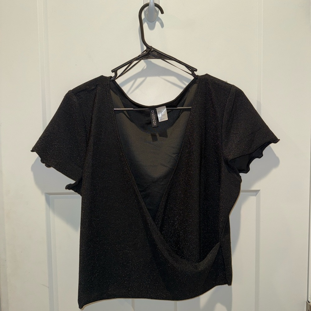 H&M Divided Glitter Wrap Top